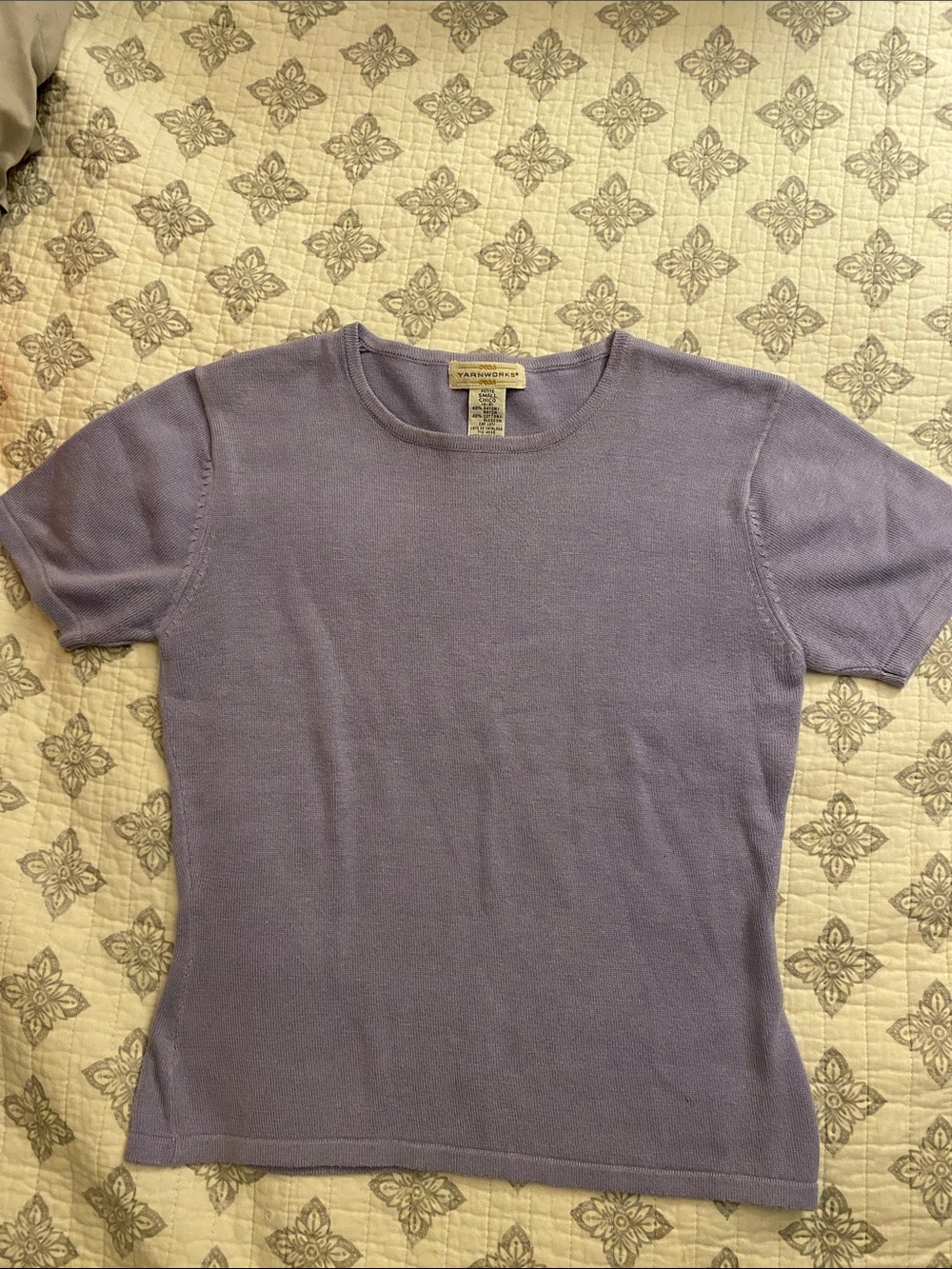 Talbots Lavender Short-Sleeve Knit Tee - Classic Crewneck